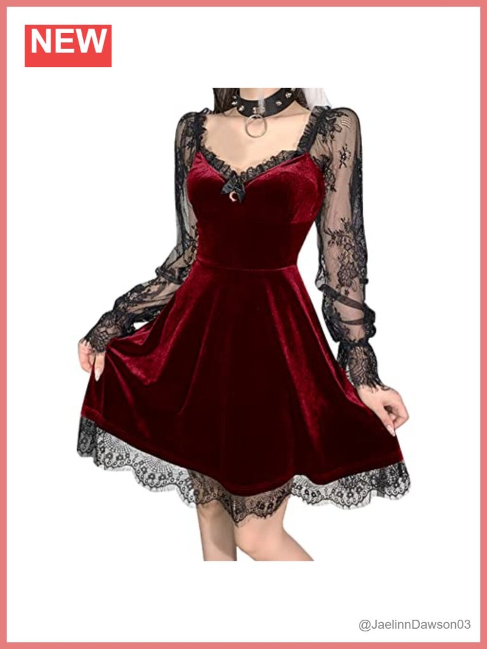 Gothic Lolita Velvet Mini Dress Long Sleeve Lace Mesh Backless